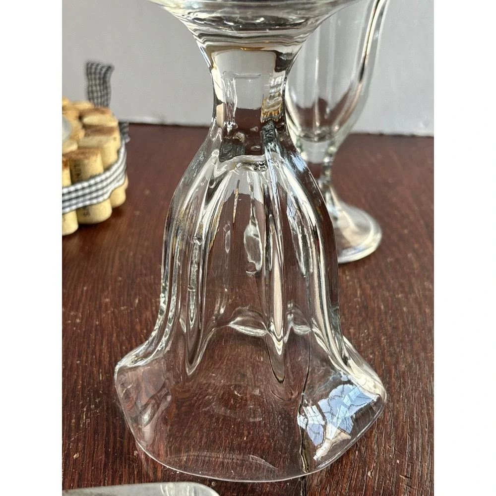 Vintage Clear‎ Glass Ice Cream Sundae Tulip Cups Scalloped Rim Footed Set of 4